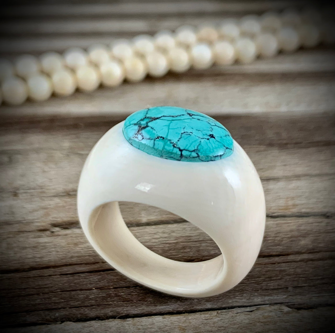 Ivory Ring with Turquoise
