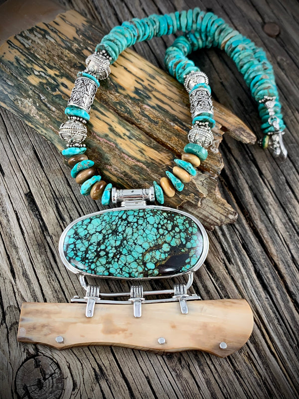 Walrus Ivory Necklace with Turquoise