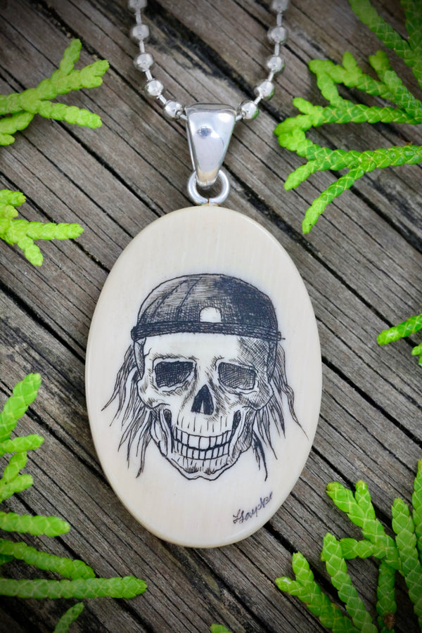 Skull Scrimshaw Pendant