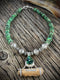 Turquoise Necklace with Ivory Pendant - 18"