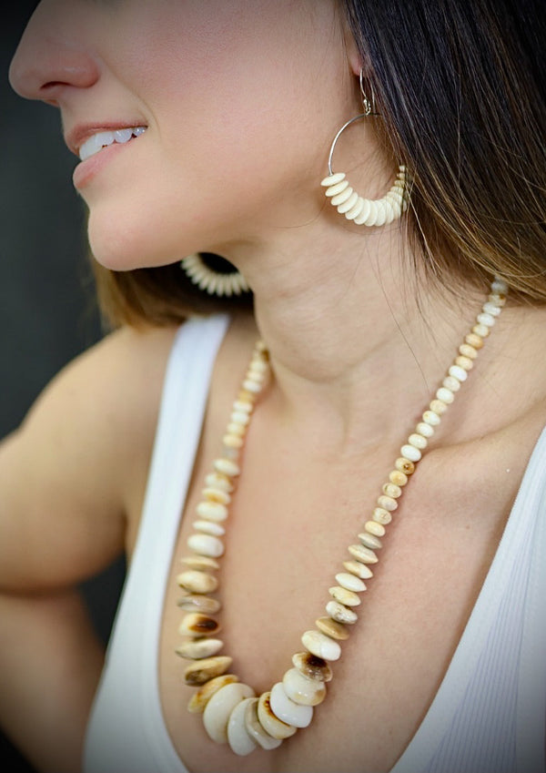 Ivory Rondelle Hoop Earring