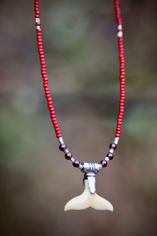 Whale Tail Necklace  - Red