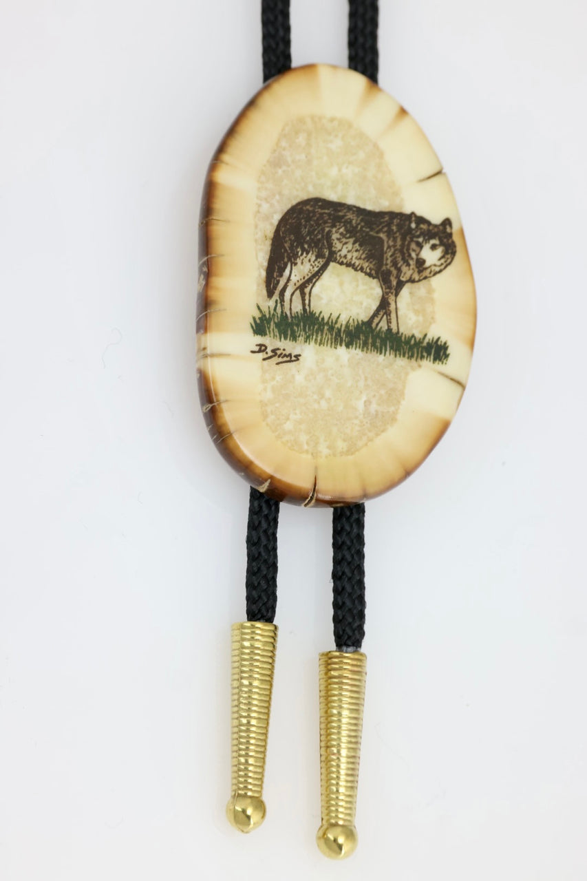 Standing Wolf Bolo Tie