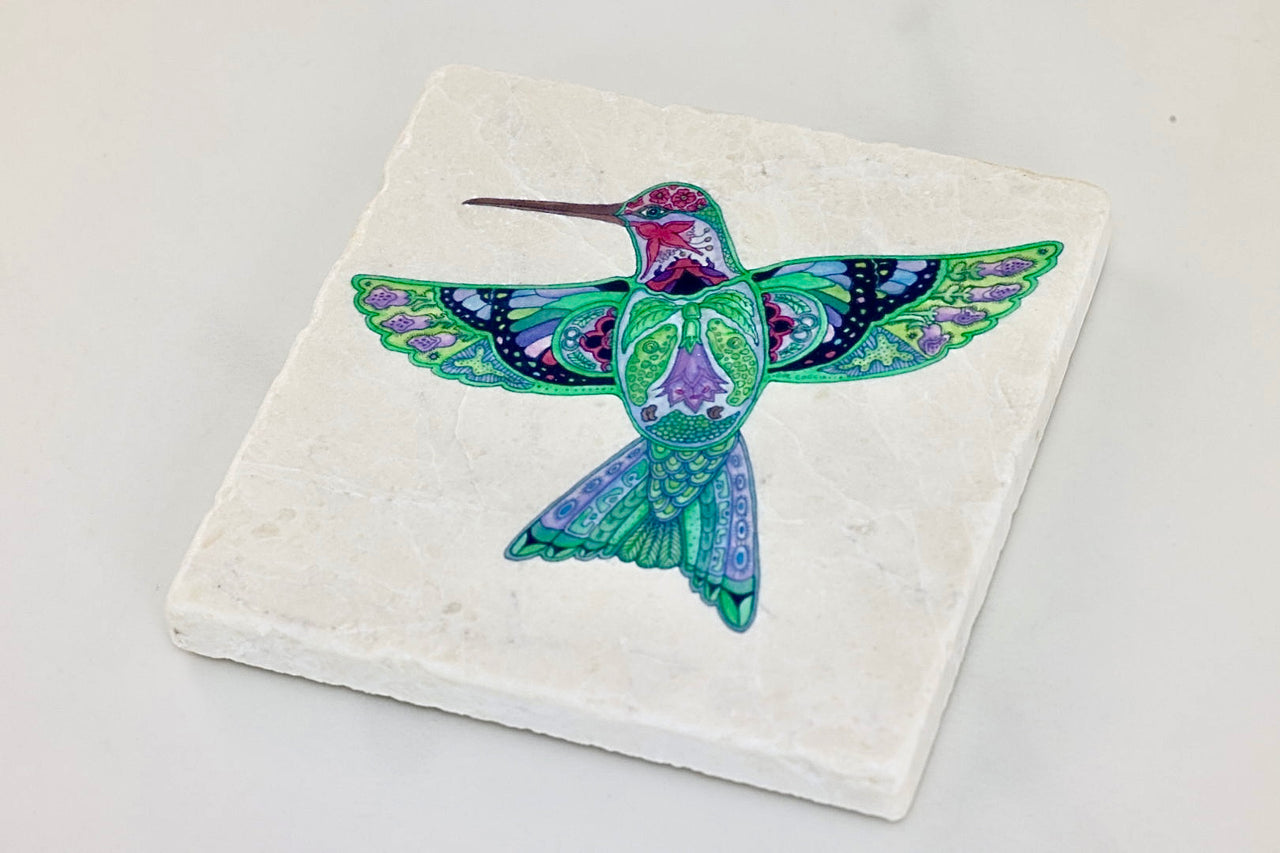 Hummingbird Marble Trivet or Coaster