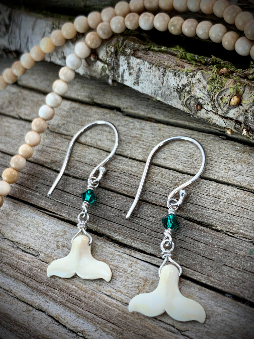 Whale Tail Ivory Earrings