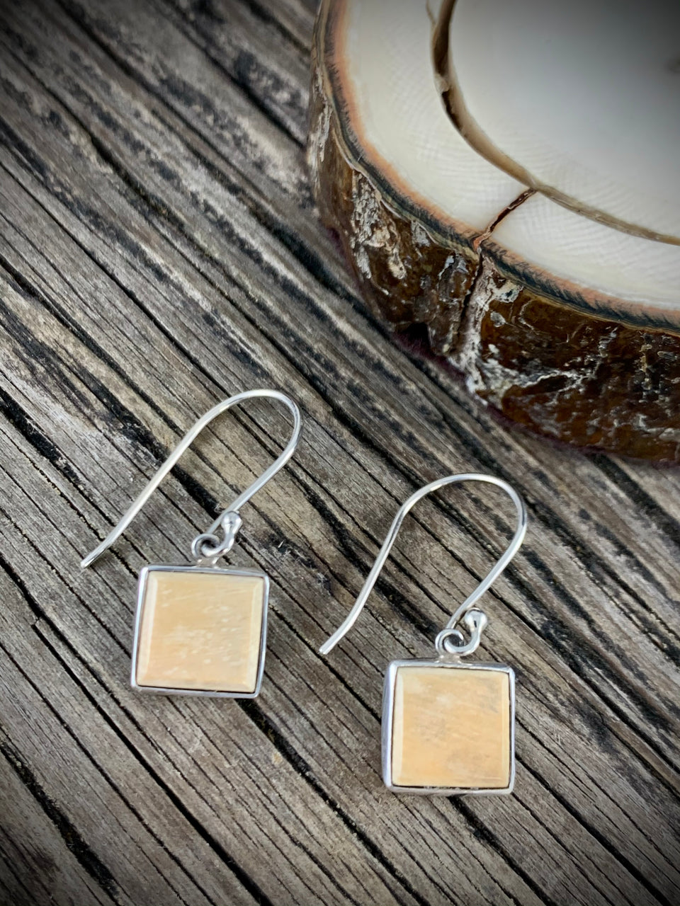 Mammoth Ivory Square Earrings