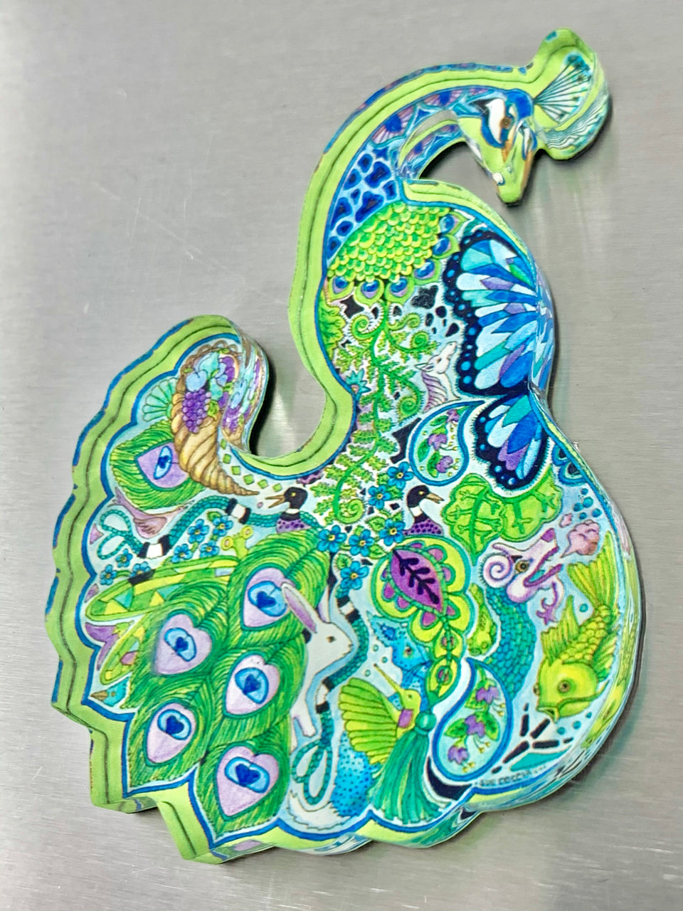 Peacock Magnet by Sue Coccia