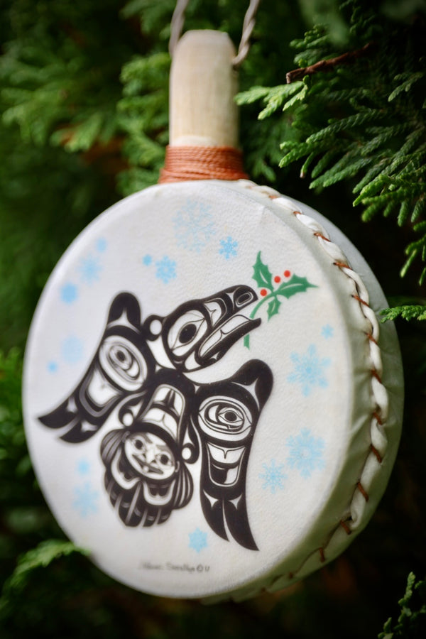 Holiday Raven Drum Ornament