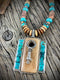 Mammoth Ivory and Turquoise Necklace 18"