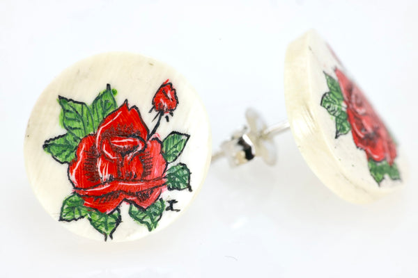 Ivory Scrimshaw Earrings