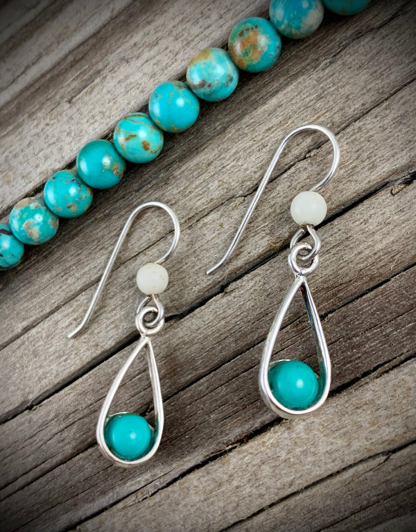 Mammoth Ivory Earrings w/ Turquoise