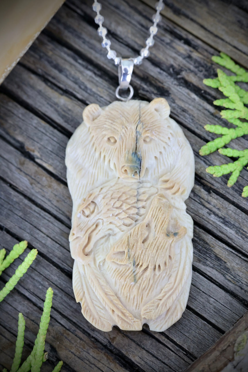 Buy Wood Wolf Bear Pendant, Spirit Totem Necklace, Hand Carved Online in  India - Etsy