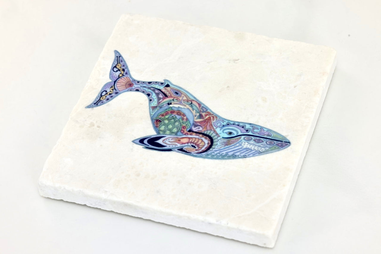 Marble Blue Whale Trivet or Coaster