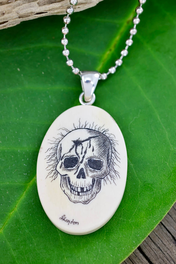 Skull Scrimshaw Pendant