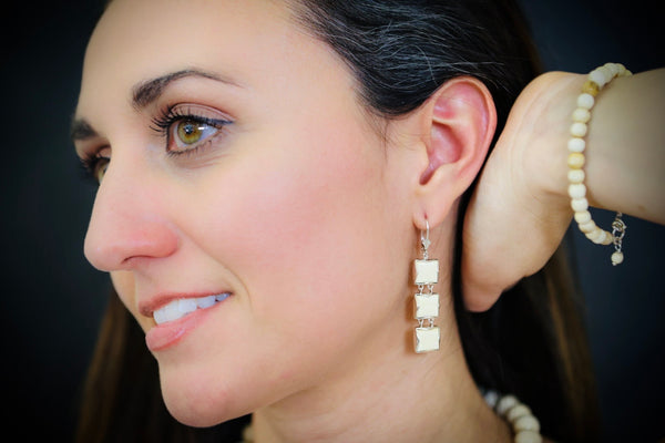 Three Square Earrings