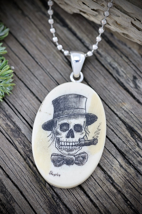 Skull Scrimshaw Pendant