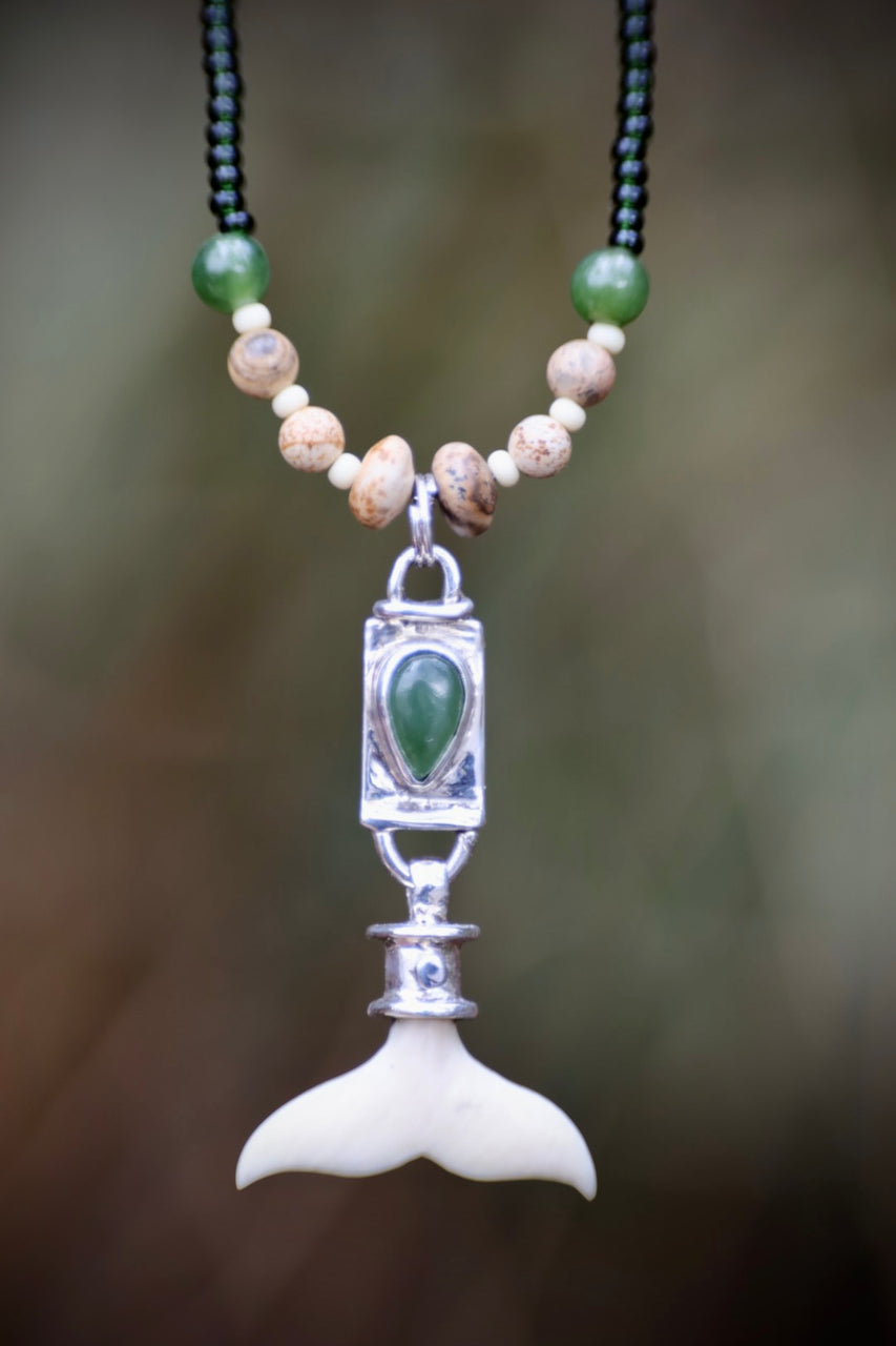 Whale Tail Necklace - Jade