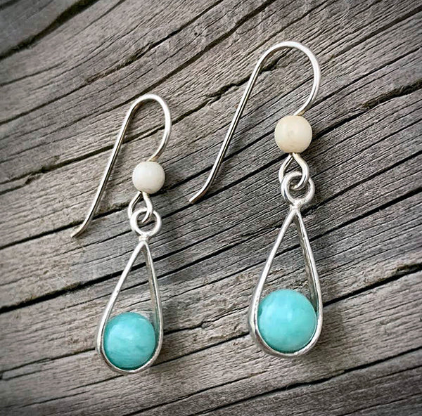 Mammoth Ivory with Larimar Earrings