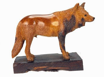 wooden wolf carvings
