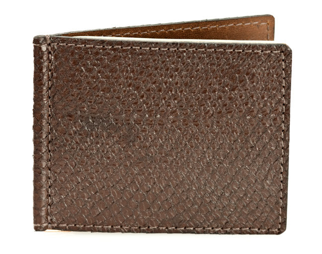 Money Clip - Brown Alaska Salmon Leather