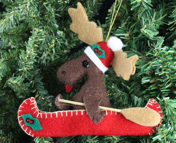 Moose in Canoe Ornament