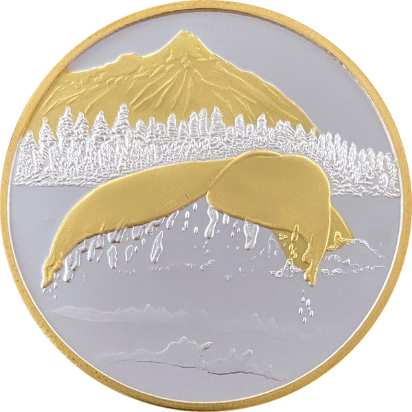 Whale Tail Medallion with 24K Gold Relief