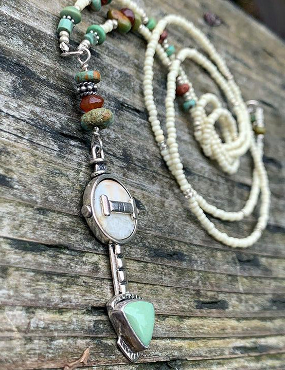 Ivory & Turquoise Pendant w/ Beads